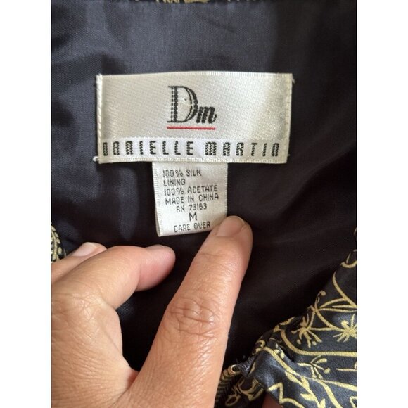 Mens 100% Silk Bomber Jacket Black Gold Floral Asian Print Retro Quiet Lux MED - Picture 4 of 8